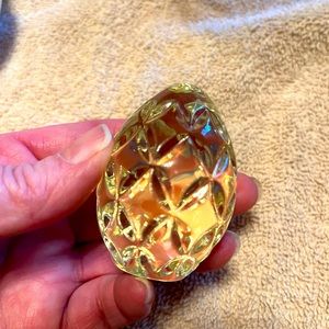 Waterford Crystal YELLOW EGG Amber 2 1/4" Paperweight Hand Cooler Ireland Made
